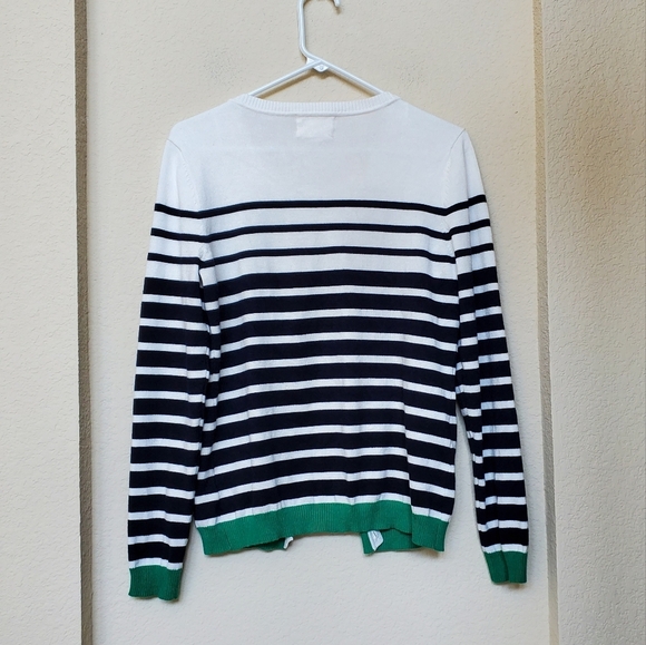 Debbie Morgan Striped Gold Buttons  Cardigan.  Size Medium - Picture 5 of 7